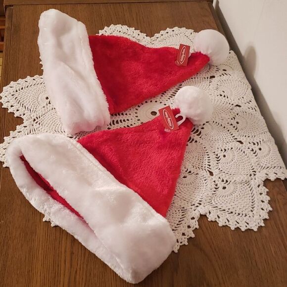 NWT Lot of 2 Thick Plush Santa Hats - Picture 4 of 4